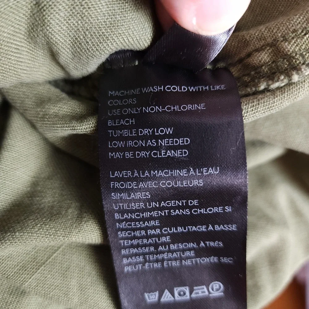 Free People We The Free Olive Green Western Peplum Snap Button Shirt‎ Small